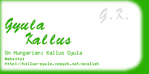 gyula kallus business card
